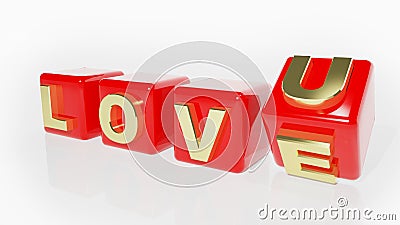 Red Love cubes letters Stock Photo