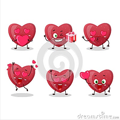 Red love gummy candy cartoon character with love cute emoticon Vector Illustration
