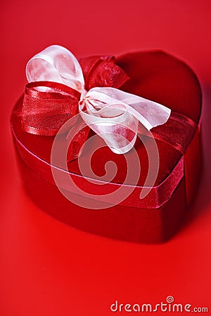 Red love heart gift box Stock Photo