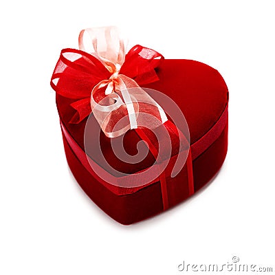 Red love heart gift box Stock Photo