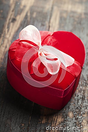 Red love heart gift box Stock Photo