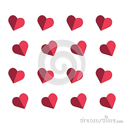 red love heart set icons isolated on white. background Stock Photo