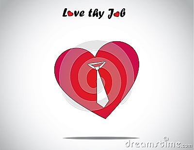 Red love or heart shape icon with an tie symbol art Vector Illustration