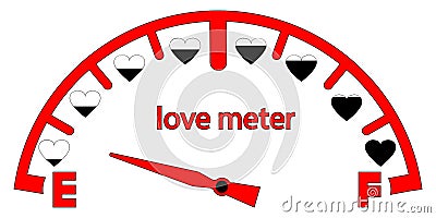 Red love meters vector. Love meter. Valentines Day card, love indicator with black hearts and love gauge Stock Photo