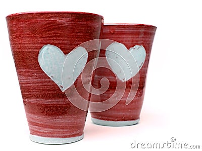 Red love mugs Stock Photo