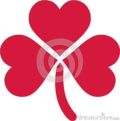 Red lovely shamrock of three hearts Vector Illustration