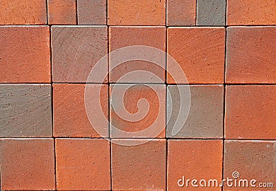 Red Luxury Vintage Ceramic Clinker Pavers. Floor pavers in a path, detail of a pavement to walk, textured background Stock Photo