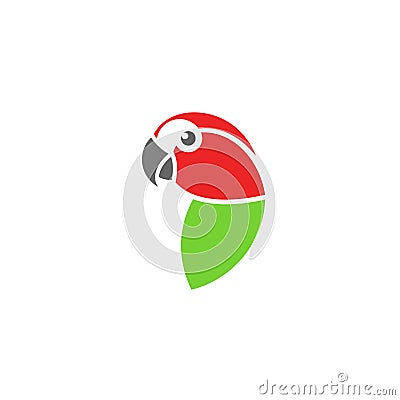 Red macaw. Tropical bird Vector Illustration