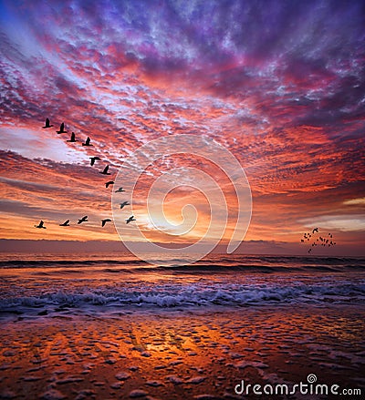 Red magical sunset.BULGARIA Stock Photo