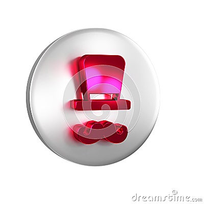 Red Magician icon isolated on transparent background. Silver circle button. Stock Photo