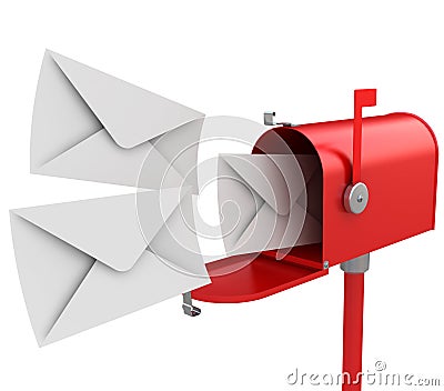 Red mailbox with letters Cartoon Illustration