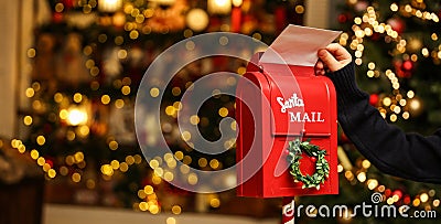 Red mailbox for letters to santa claus Stock Photo