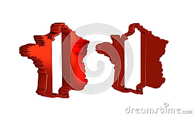 Red Map of France icon isolated on transparent background. Stock Photo