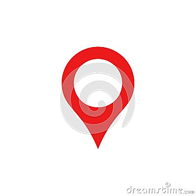 Red map pin icon in flat style. Pointer symbol, marker sign, gps position, navigation button. Vector Vector Illustration