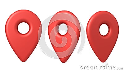 Red map pin set location pointer isolated on white background Stock Photo