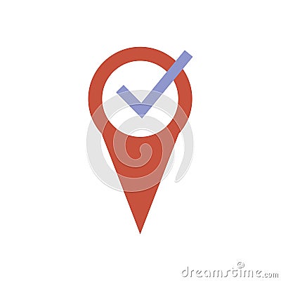 Red map pin vector illustration icon isolated white button element. Position point pin map direction marker place label. Attach Vector Illustration