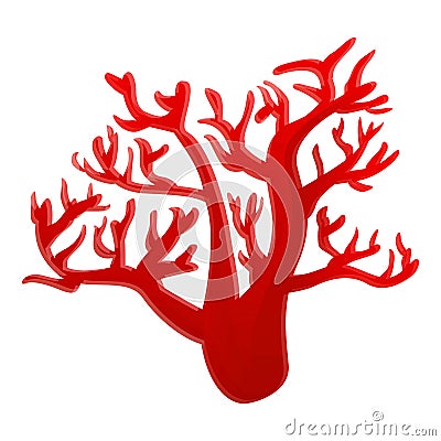 Red marine coral icon, cartoon style Vector Illustration