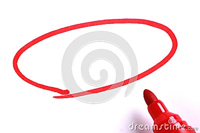 Red Marker with Blank Drawing Circle Stock Photo