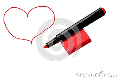 Red marker and heart Stock Photo