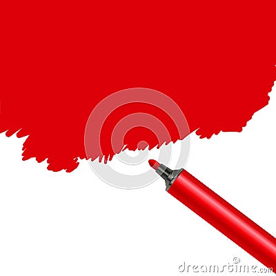 Red marker pen spot isolated on a white background. Scribble stain artistic artwork Vector Illustration