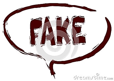 Red marker sketched speech bubble with FAKE message. Stock Photo