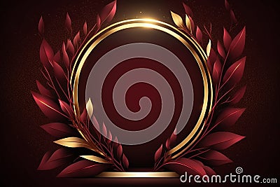 The Red Maroon Laurel Golden Stage Night Wreath steps onto the Royal Awards Graphics Background, elegant lines sparkle luxury and Stock Photo
