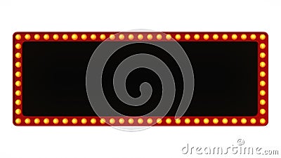 Red marquee light board sign retro on white background. 3d rendering Stock Photo