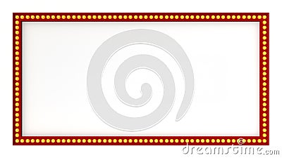 Red marquee light board sign retro on white background. 3d rendering Stock Photo