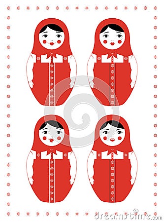 Red matryoshka four emotions Vector Illustration