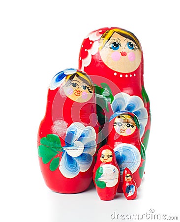 Red matryoshka Russian dolls Stock Photo