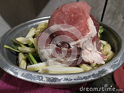 Red meat is one of the most popular types of meat for cooking Stock Photo