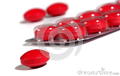 Red medicine pills Stock Photo