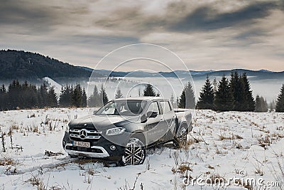 Mercedes-Benz X Class climbing on snow Editorial Stock Photo