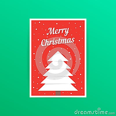 Red merry christmas card with snowfall Vector Illustration