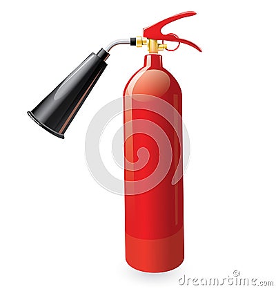 Red metal glossiness fire extinguisher Vector Illustration