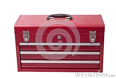 Red metal tool box Stock Photo