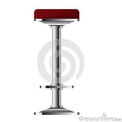 Red and metallic bar stool vector illustration. High Bar chair for Bar interior design. Vector Illustration