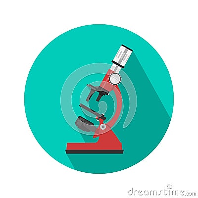 Red microscope icon Vector Illustration