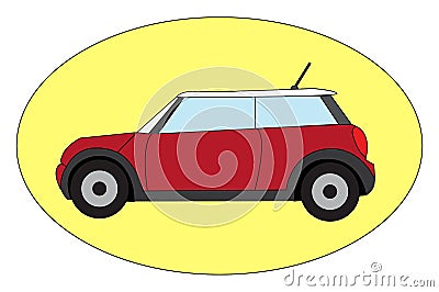 Red mini cooper, illustration, vector Vector Illustration