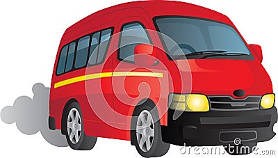 Red minibus taxi cartoon Vector Illustration