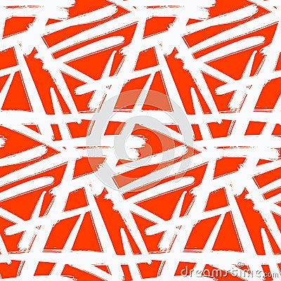 Red Minimal lines sunny abstract brush ink pen stripes, contrast background Stock Photo