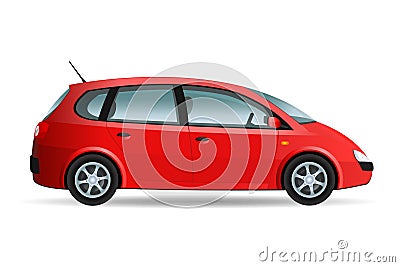 Red Minivan Vector Illustration