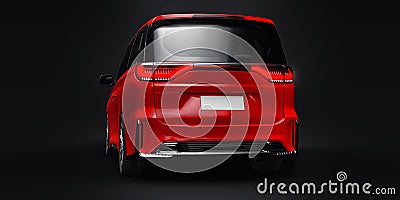 Red Minivan family city car. Premium Business Car. 3D illustration Cartoon Illustration