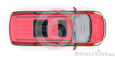 Red Minivan family city car. Premium Business Car. 3D illustration Cartoon Illustration