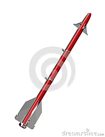 Red missile isolated on a white background Stock Photo