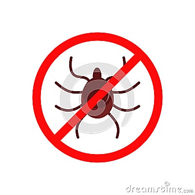 Red mite warning sign Vector Illustration