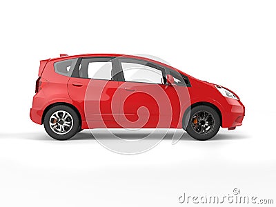 Red modern compact electric car - side view Stock Photo