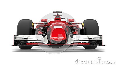 Red modern formula racing car - front view closeup Stock Photo