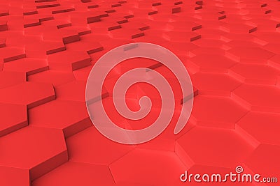 Red monochrome hexagon tiles abstract background Stock Photo