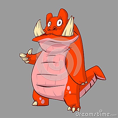 Red monster with big tusks Vector Illustration